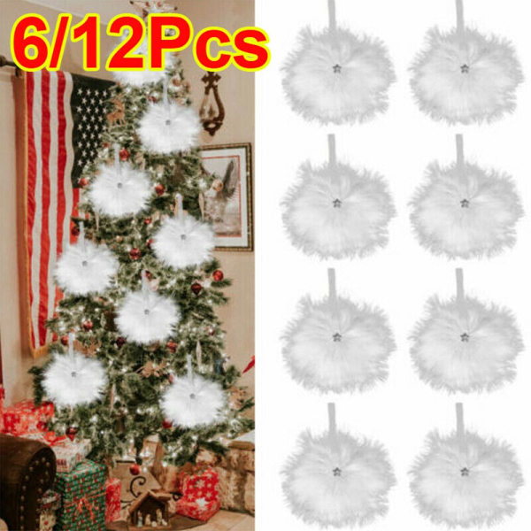 12st Holiday Feather Hängande hänge Xmas Tree Home Ornament 12PCS