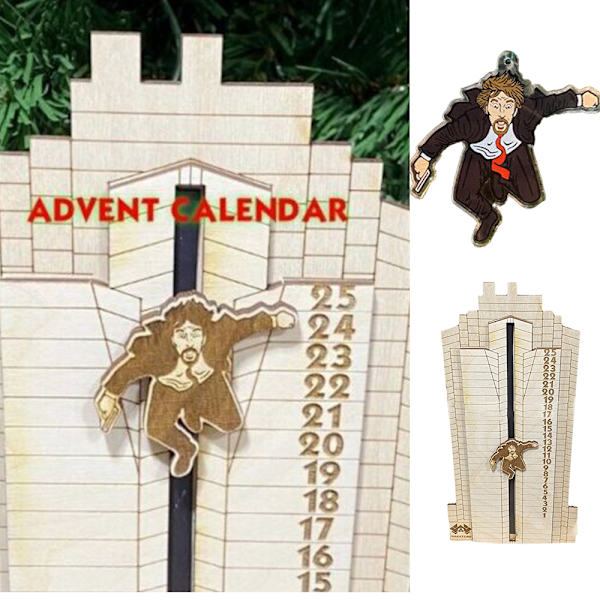 Julkalender med Hans Gruber som faller från Nakatomi Plaza - Julklapp 2