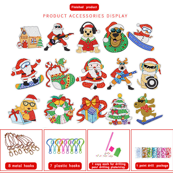 2024 Jule 24 Dages Nedtællings Adventskalender Blind Box Diamant Maleri Nøglering Charm Overraskelseslegetøj Børn Julegaver