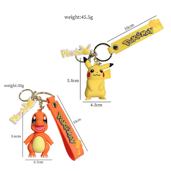 3D Nyckelring Väska Tillbehör Pikachu Squirtle Charmander Psyduck #1