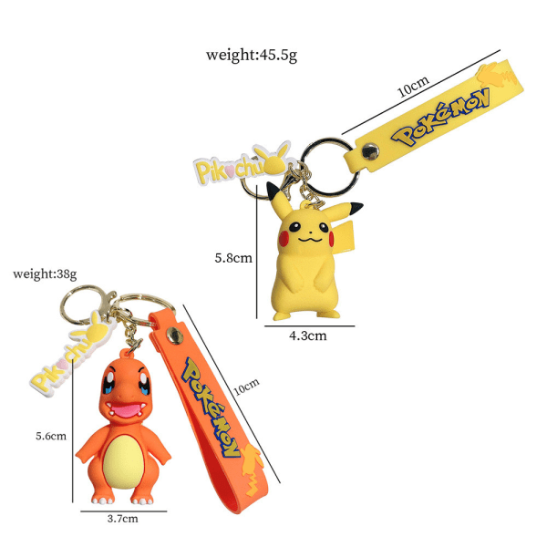 3D Nyckelring Väska Tillbehör Pikachu Squirtle Charmander Psyduck #4