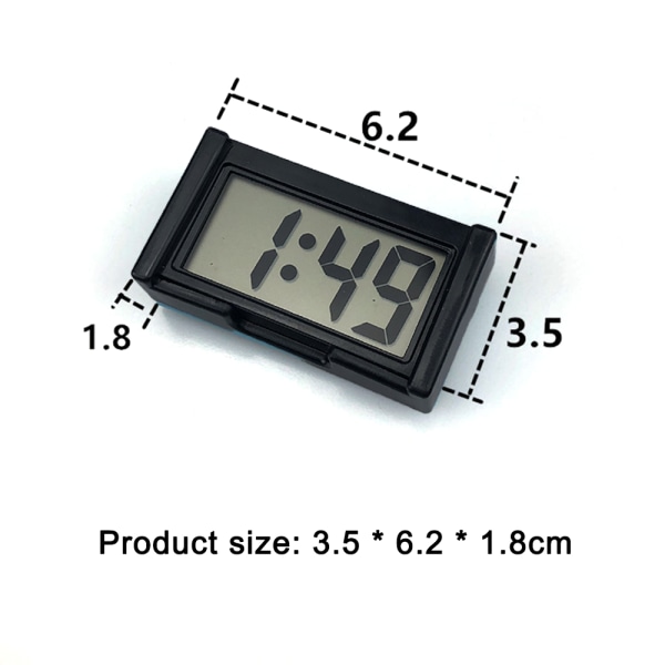 Ultratunn LCD Digital Display Bilklocka Kalender Självhäftande