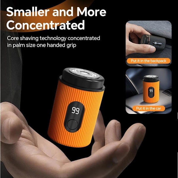 Uusin Mini Kannettava Sähköparranajokone, 2025 Päivitys Mini Sähköparranajokone Taskukokoinen Sähköpartahöylä Miehille, USB Ladattava Vedenkestävä Parranajokone Orange