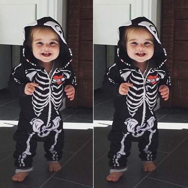 Halloween kostym nyfödd baby pojke kostym skelett jumpsuit 70cm