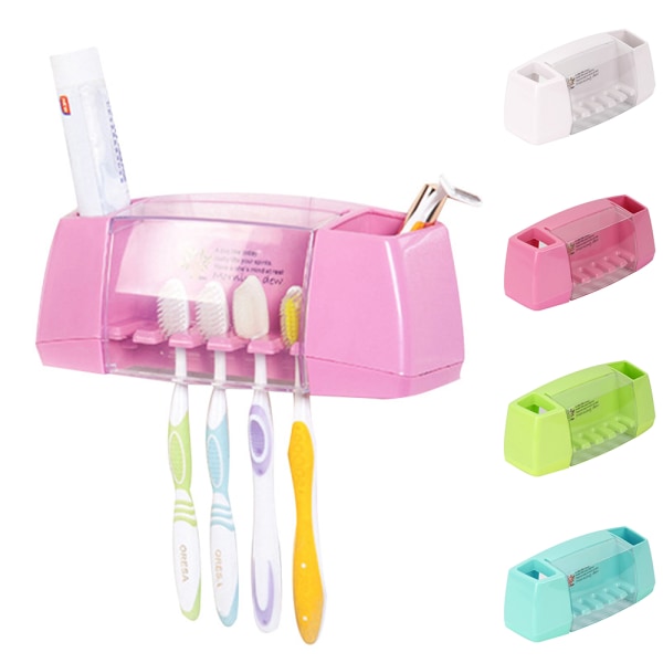 Självhäftande tandborsthållare Väggmonterad Stativ Organizer pink