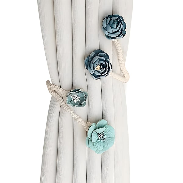 Gardin Tiebacks Clips, Blomster Gardinspænder, Bindebånd til Gardiner Blue