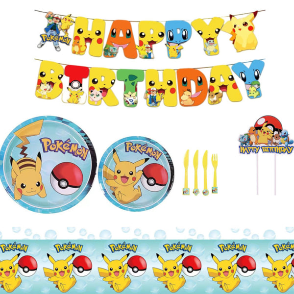 Barn Grattis på födelsedagen Pikachu ballonger Banner Set Party Dekoration