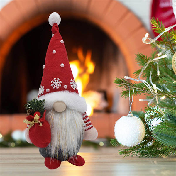 Jultomte Plyschdocka Gonk Dvärg Elf Trädhängande Ornament red