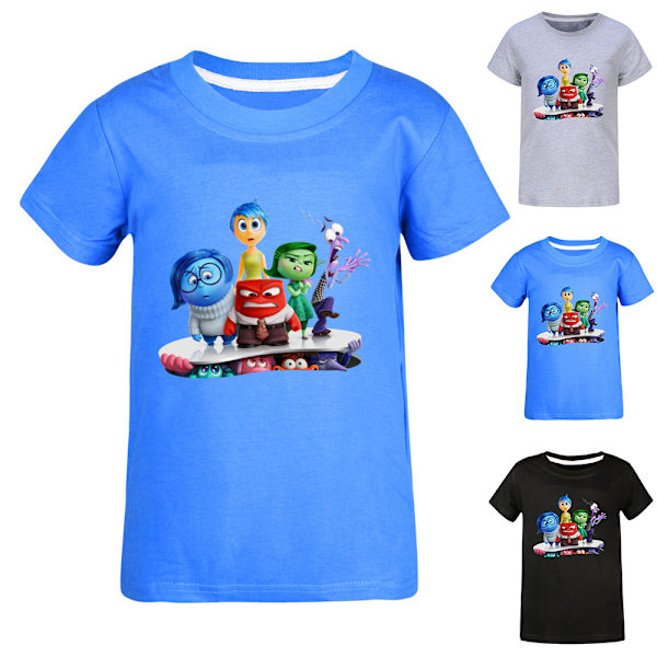 Vuxna Barn Pojkar Flickor Sommar Kortärmad Rund Hals Toppar Inside Out 2 Bomull T-shirts Grey 170cm