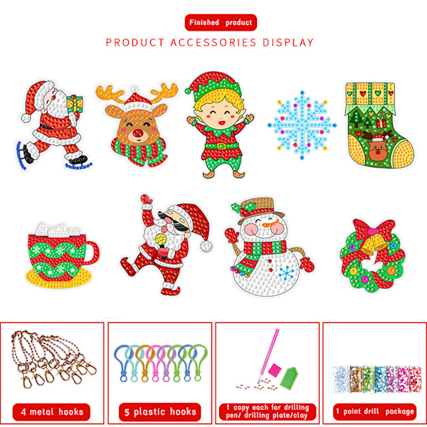 2024 Jule 24 Dages Nedtællings Adventskalender Blind Box DIY Diamant Maleri Håndværk Nøglering Overraskelseslegetøj Børn Julegaver