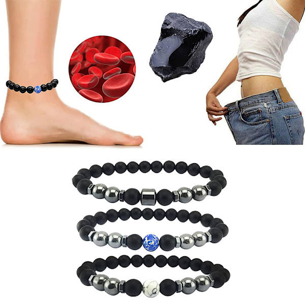 3 st Viktminskning Magnet Anklet Färgglada Stenar Armband Smycken 3PCS