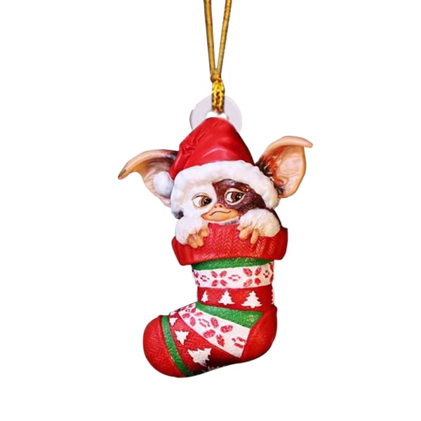 Julgranspynt med LED-ljus, tomteluva, hängande figurin A