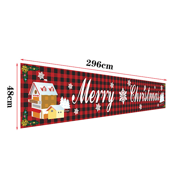 Glad Jul Banner Cartoon Rutmönster Utomhus Röd Rutmönster Dekoration A