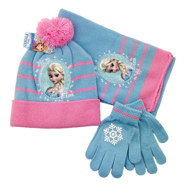 Frozen 2 Girls Princess Beanie Hat Scarf Handskar Winter Ski Set 1