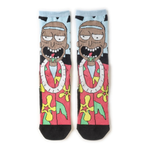 1 par tegneserie Rick og Morty karakter bomuldsstrømper afslappet B