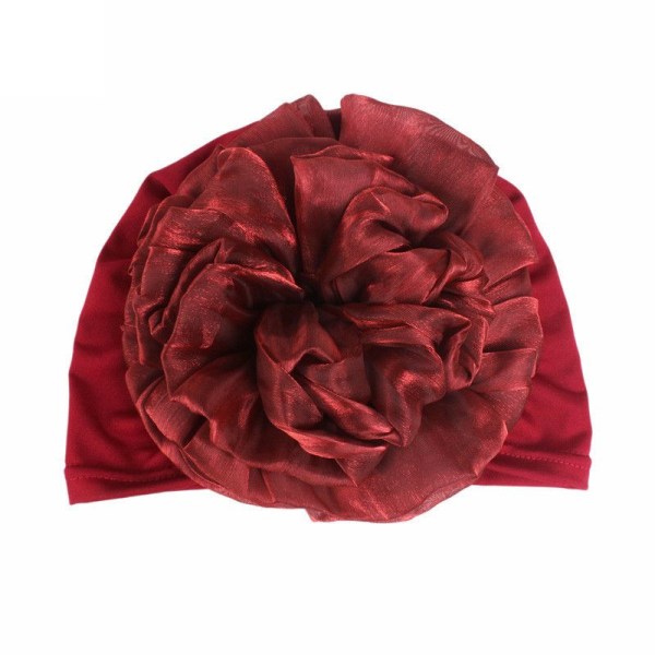 Blomma Muslim Turban Hat Kvinnor Solida Kvinnor rose red