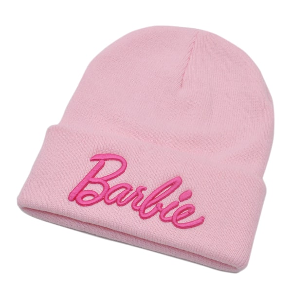 Barbie broderi mössa för flickor Vinter varm stickad mössa present light pink