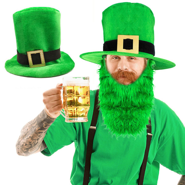 St Patrick's Day Leprechaun Grön sammet Top Hat vuxen hatt