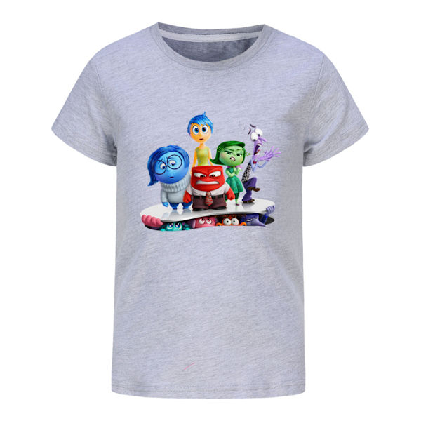Vuxna Barn Pojkar Flickor Sommar Kortärmad Rund Hals Toppar Inside Out 2 Bomull T-shirts Grey 170cm