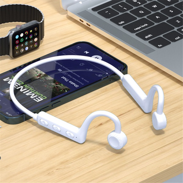 Trådlöst Bluetooth -headset Benledningshörlurar Hörlurar White