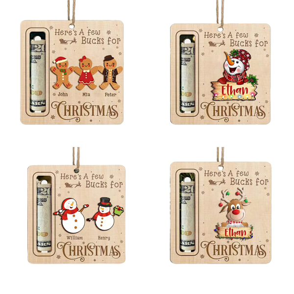 Flerfärgade 4-pack julkortshållare för pengar Roliga julkortsprydnader med lock för juldekorationer Pengagåva 4PCS