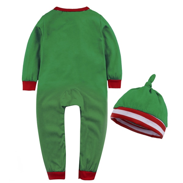 Jul baby pojke flicka barn lång jumpsuit kostym med hatt green 90cm