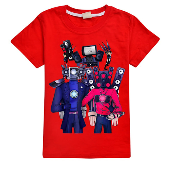 Barn Pojkar Flickor Skibidi Toalett Sommar Kortärmad T-shirt Tryck Toppar Blus Julklapp Red 140cm