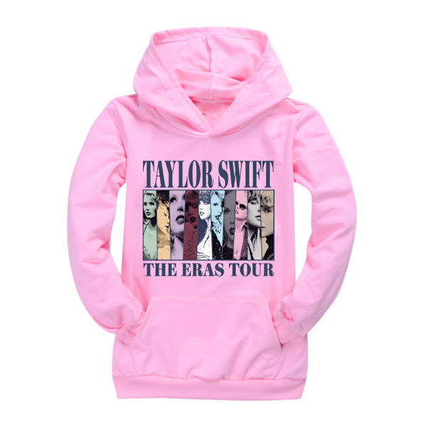 Børnepiger Taylor Swiftie Print Hættetrøje Sweatshirt Julegave Casual Pullover Toppe Pink 140cm