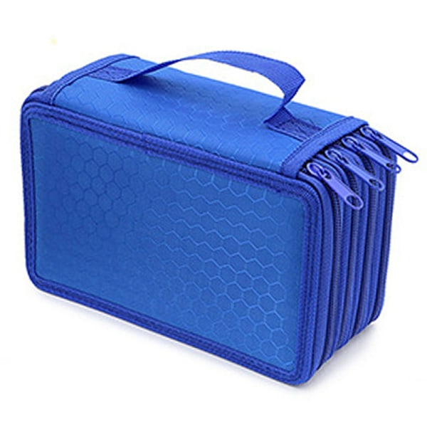 4 Zip Stor kapacitet skolpenna Pennfodral Zip Bag Case Hot Blue