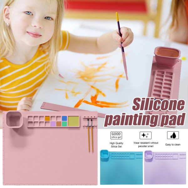 Silikonmålningsmatta Craft Matt Nonstick målarmatta för barn pink