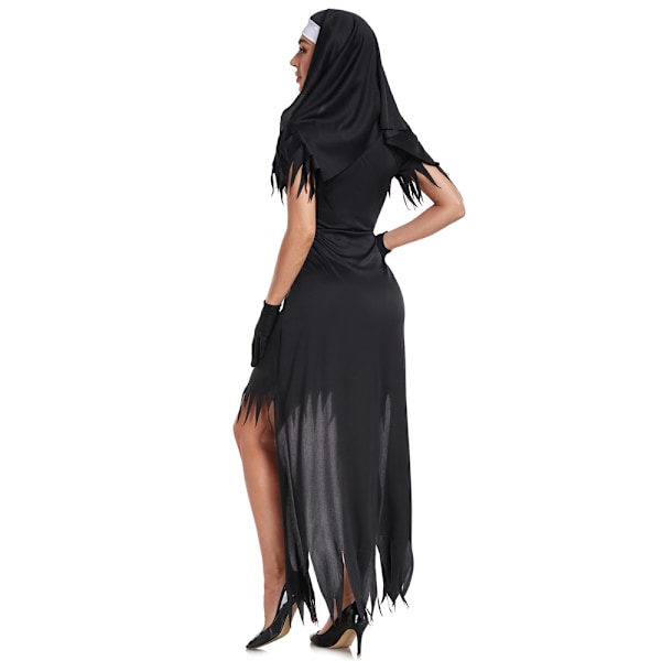 Halloween The Nun Valak Kostym The Conjuring 2 Cosplay Robe Festkläder Med Hatt XL