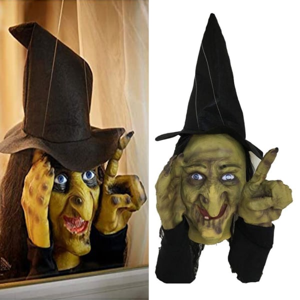 Halloween voyeur gammal häxa skrämmande voyeur fönsterbräde dekor rekvisita