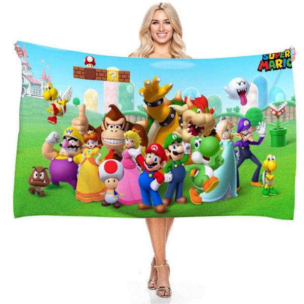 Super Mario Cartoon Badhandduk Strand Mikrofiber Handduk Turt 75*150cm Barnpresenter C 75*150cm