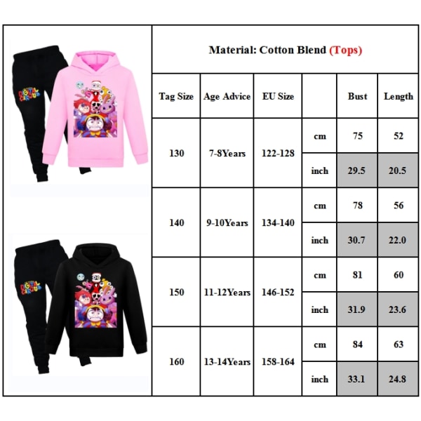 The Amazing Digital Circus Kid Träningsoverall Hoodie Sweatshirt Byxor black 130cm