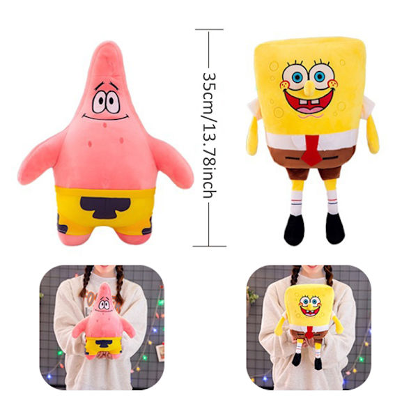 Cartoon Spongebob Squarepants Fyllda Plyschdjur Docka Mjuka Leksaker Docka Julgåva 35cm A 35cm