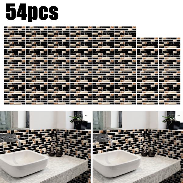 54 kpl 3D-laattatarra Marmorinen seinätarra Itseliimautuvat tarrat 54 PCS