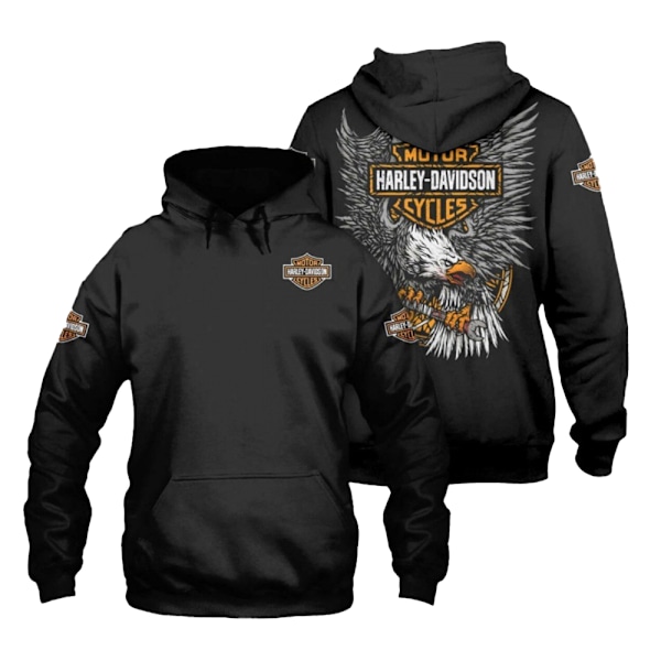 Huvtröja för män, motorcykel, biker, Harley-Davidson, med dragsko, långärmad E XL