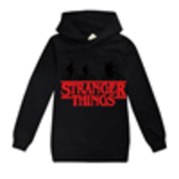 Barn Stranger Things Tröja med Huva Lös Casual Skola Utomhus Black 140cm