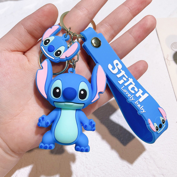 Cartoon Söta Stitch Nyckelring Väska Charm Hänge Nyckelkedja Nyckelring Tillbehör E