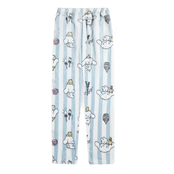 Pyjamasbyxor för kvinnor och flickor med tecknade motiv, nattkläder, söta katt- och Spiderman-tryck, sovkläder, loungewear-byxor Blue Wwhite Stripes L