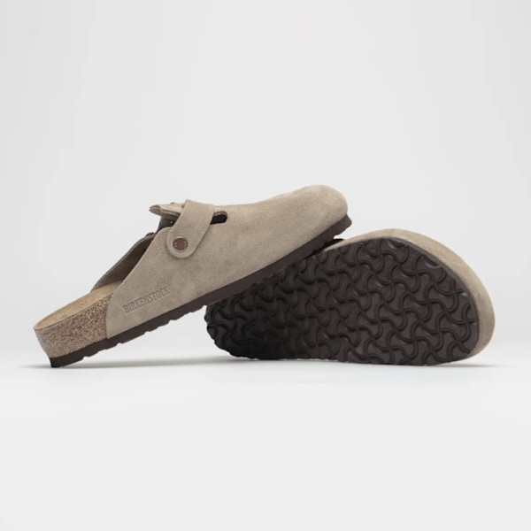 Birkenstock Boston Mockaskins Soft Footbed Tofflor Unisex Slip On Vardagsskor Sand Color 43