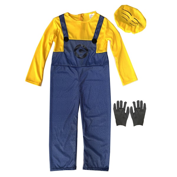Minion Jumpsuit Overall Barn Cosplay Kostym Maskerad Halloween Party Set 110cm