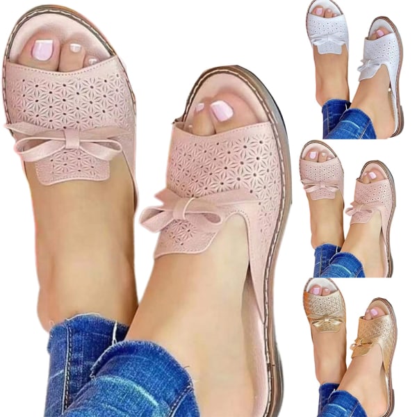 Kvinnors rosett Tofflor Sandaler Sommar Peep Toe Slip On Tofflor pink 38  59a6 | pink | 38 | Fyndiq