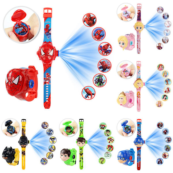 Barnens tecknade superhjälte Frozen handledsprojektor flip present Spider-Man