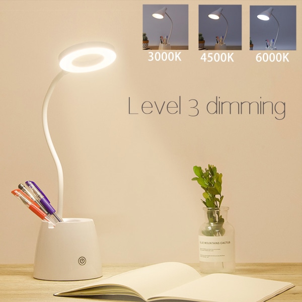 Skrivbordslampa LED USB Skrivbordslampa & pennhållare Läs Study Light
