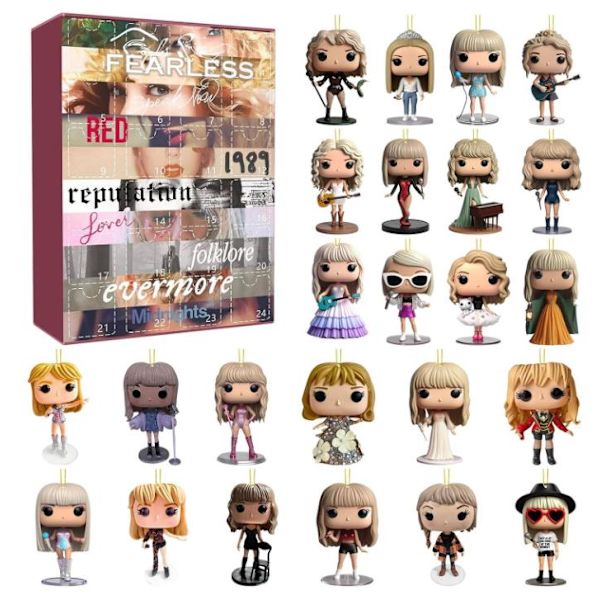 2024 Jule Taylor Swift Adventskalender 24 Dage Jule Adventskalender Nedtællingskalender til Piger, Sødt Ornament Julegaveidé Musikelsker D