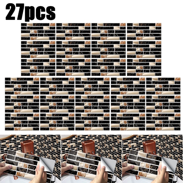 27 st 3D Kakelklistermärken Marmor Väggklistermärken Självhäftande Dekaler 27 PCS