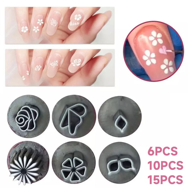 DIY Nagelstempelset för Naglar, Nagelkonst-Pennset, Punktverktygssats för Flickor, Kvinnor, Presenter 10pcs