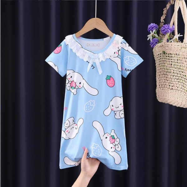 Barn Sanrio Cartoon Nattklänning Flickor Tryckt Kortärmad Casual Klänning Sovkläder #3 9-12Yeears