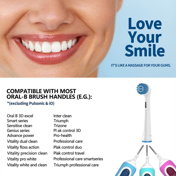 8st elektriskt tandborsthuvud sb17a/18a/20a/eb-50a/60a för oral EB-17S